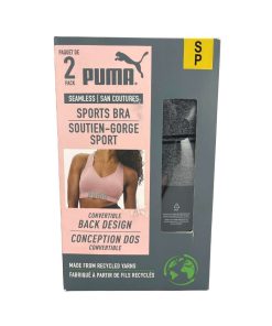 Puma Women’s 2 Pack of Grey & Black Sports Bra / Various Sizes
