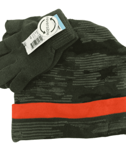 Children’s Green And Orange Winter Hat & Glove Set / Size 8-20
